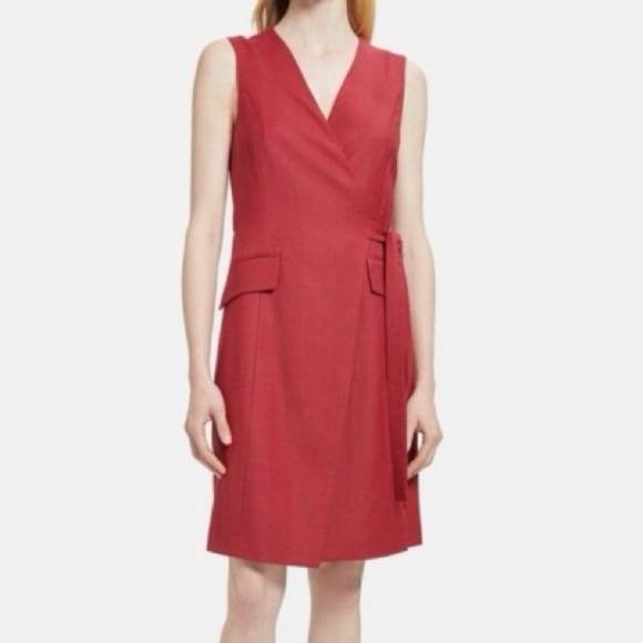 Theory Virgin Wool Sleek Flannel Tank Wrap Dress 6 - Picture 2 of 9
